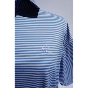 Rhoback Mens Polo, XXL, The Birdie Stripe, Short Stop Blue